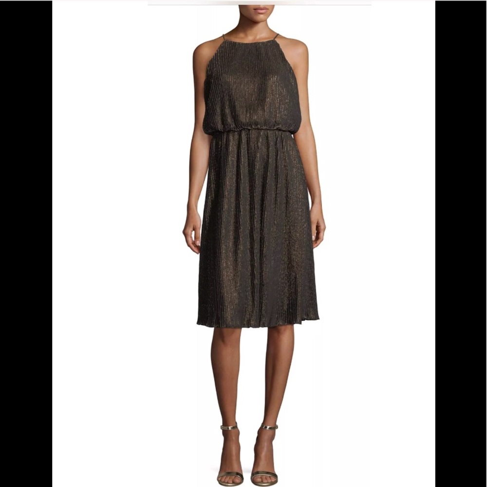 Julia Jordan Metallic Pleated Dress,4.6,8,10,12,14